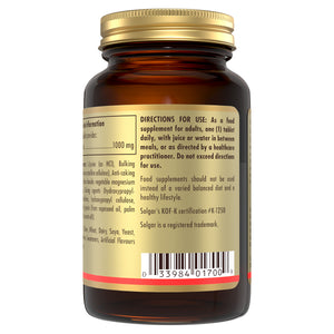 Directions for use label on a Solgar L-Lysine supplement bottle