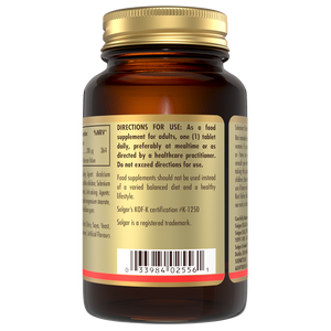 Directions for use label on a bottle of Solgar Selenium tablets