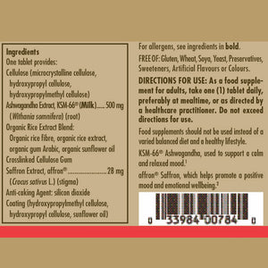 Solgar Ultimate Calm Tablets nutrition information on a label