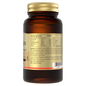 Solgar Vitamin B-complex supplement bottle with nutrition information