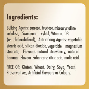 Ingredients list for a Solgar Vitamin D3 chewable tablet bottle