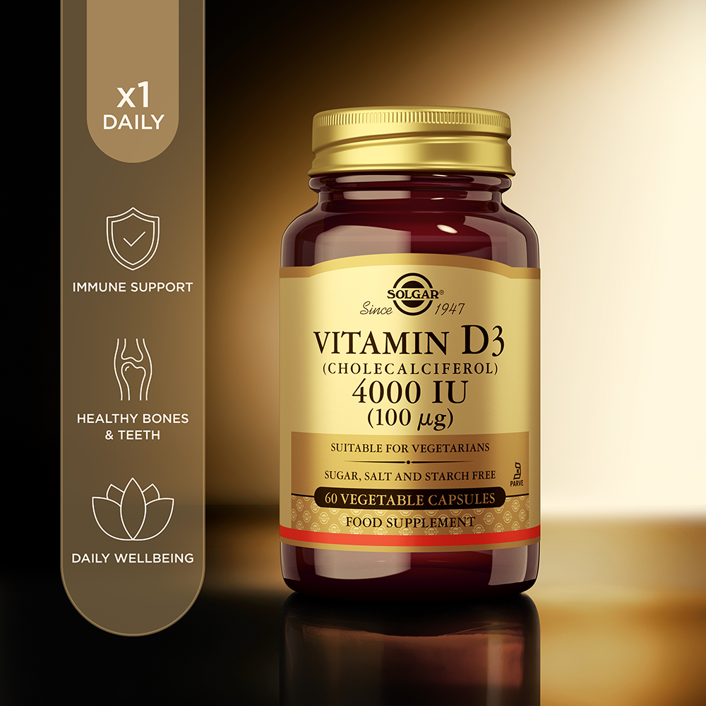 Vitamin D3 (Cholecalciferol) 4000 IU (100 mcg) Vegetable Capsules