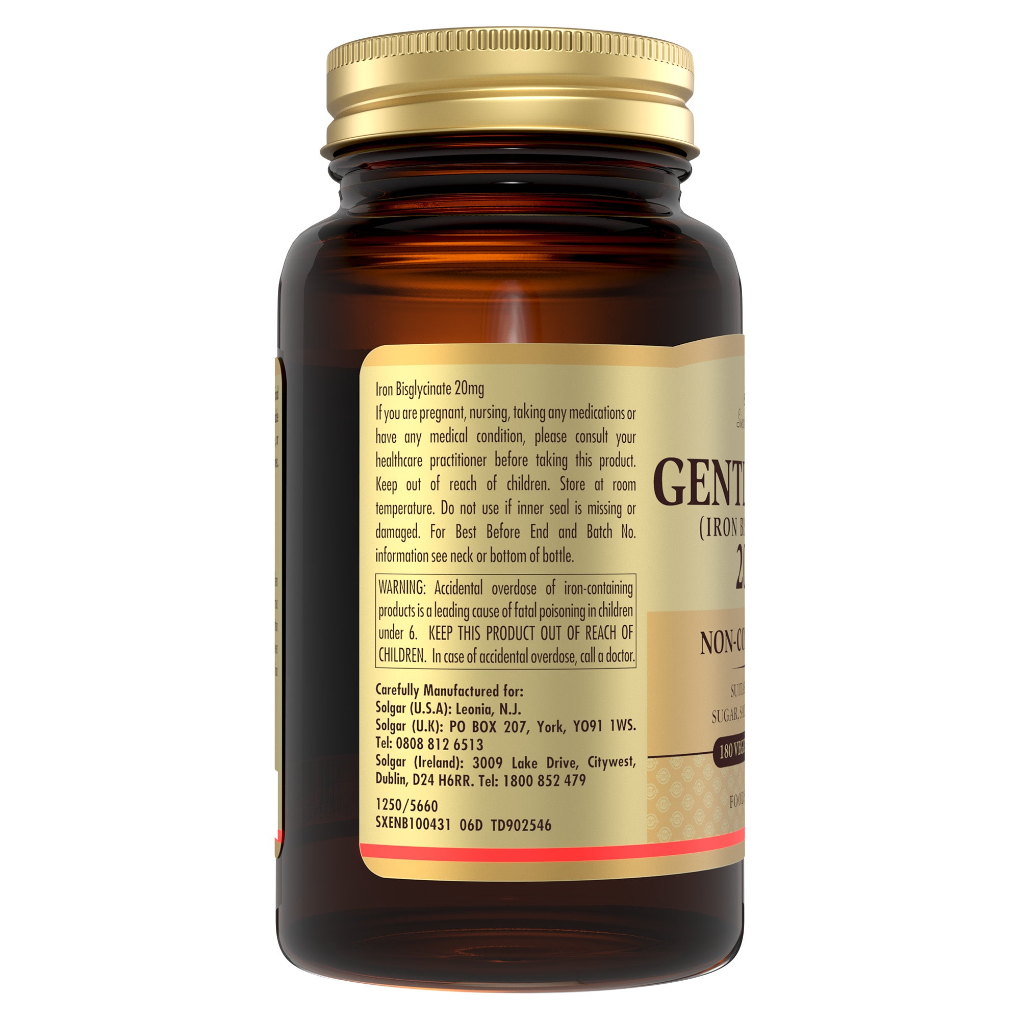 Gentle Iron (Iron Bisglycinate) 20 mg Vegetable Capsules