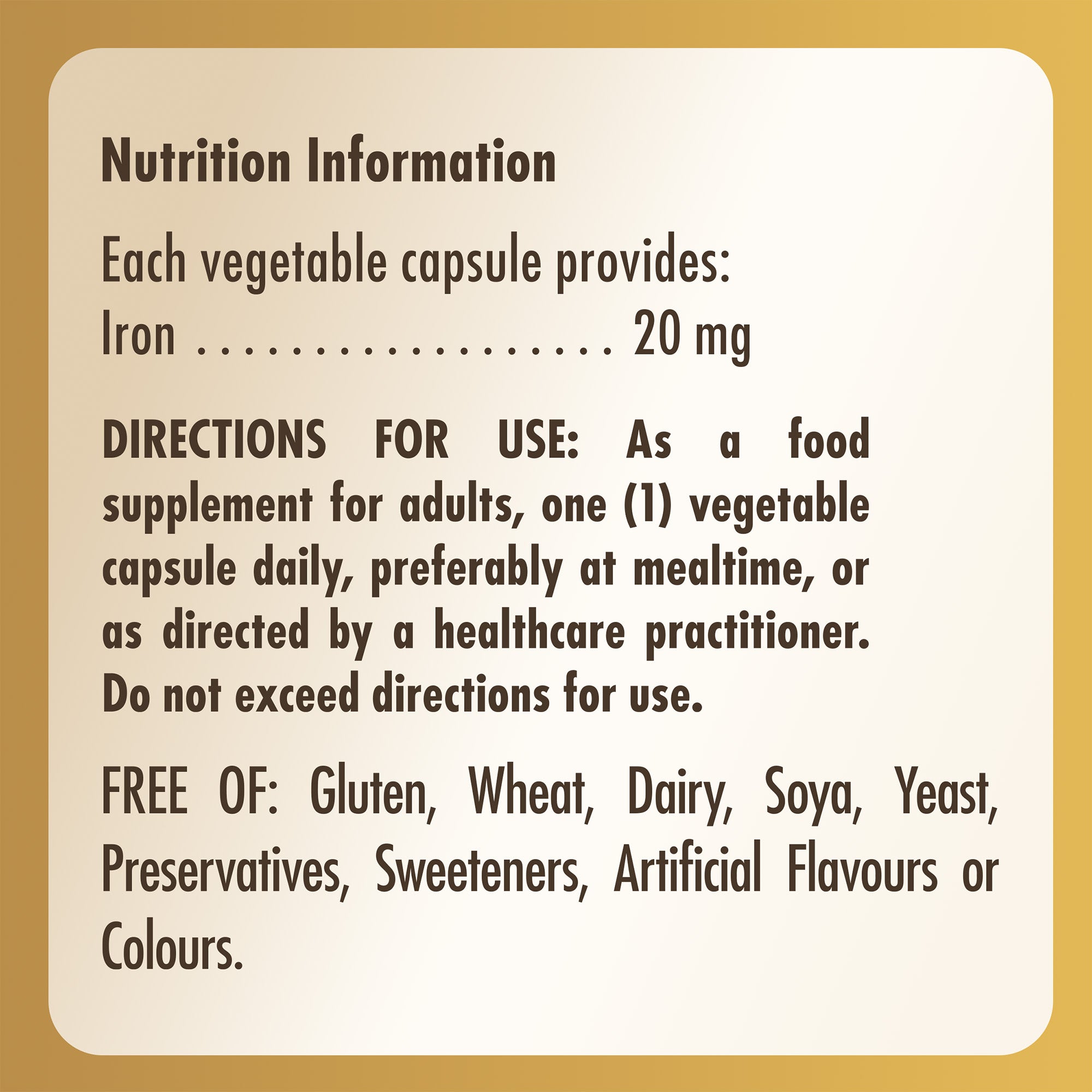 Gentle Iron (Iron Bisglycinate) 20 mg Vegetable Capsules