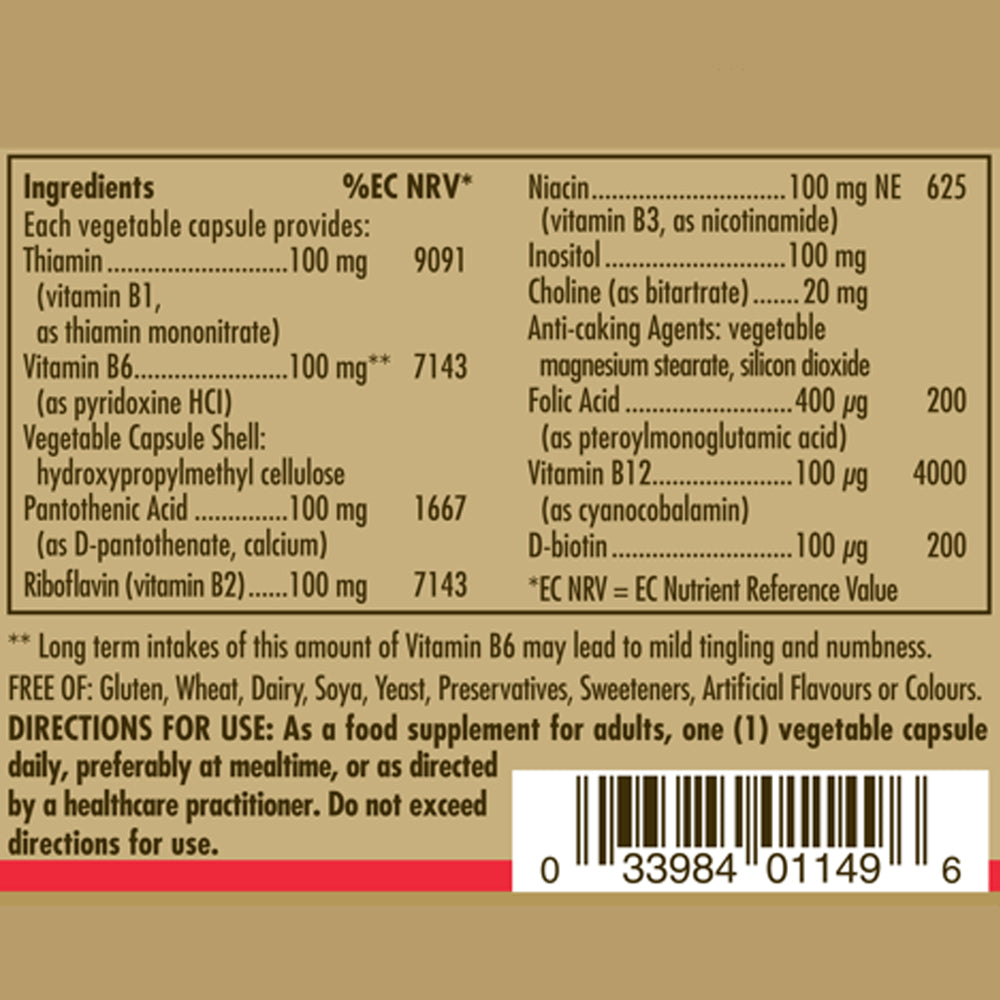 Vitamin B-Complex "100" Extra High Potency Vegetable Capsules