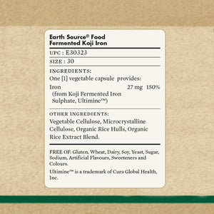 Ingredients list for Solgar Earth Source Food Fermented Koji Iron tablets