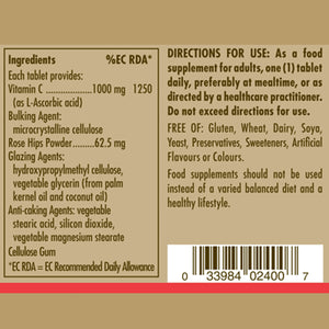 Solgar Vitamin C 1000 mg with Rose Hips Tablets