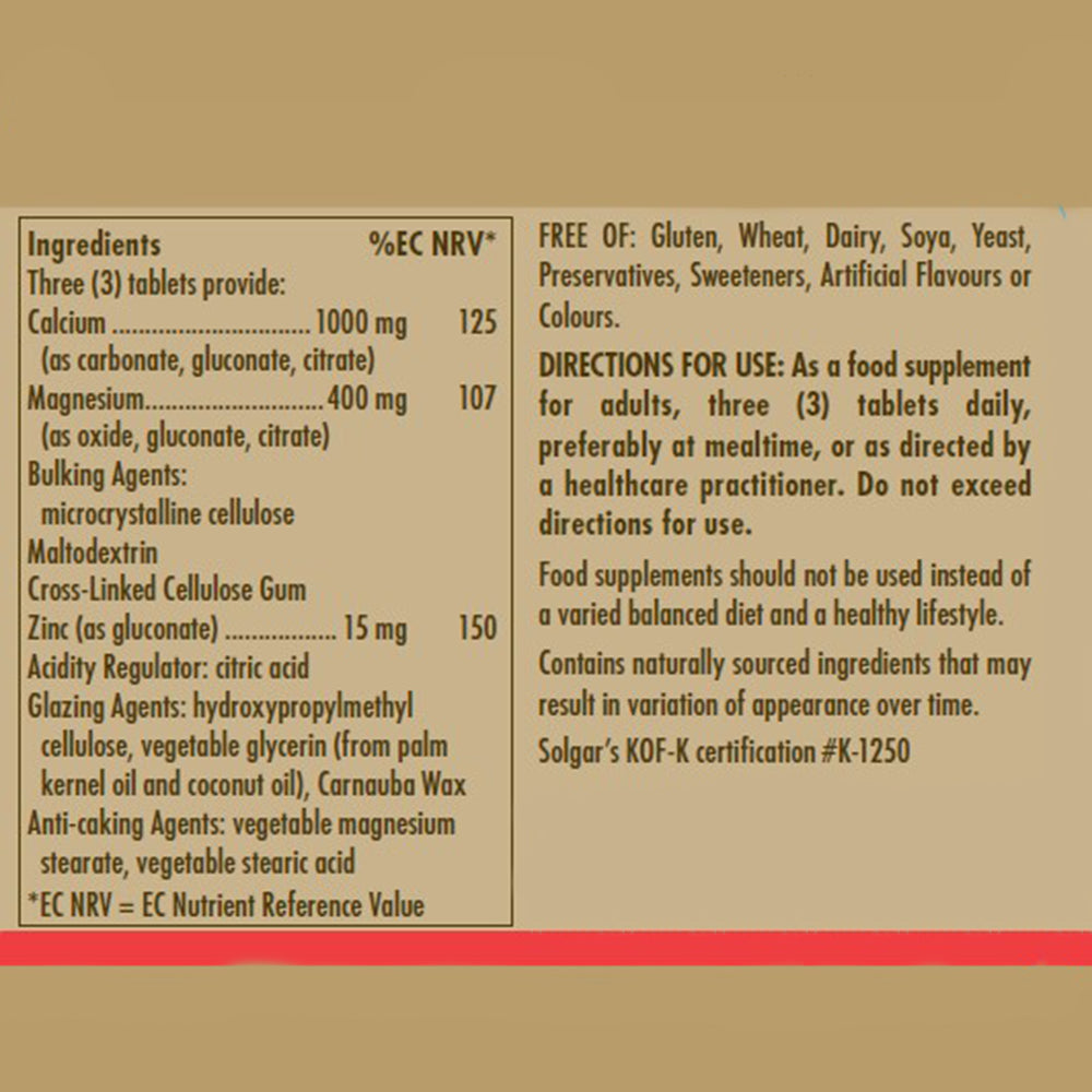 Calcium Magnesium Plus Zinc Tablets