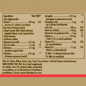 Solgar Ester-C Plus Immune Complex Softgels nutrition information on a label