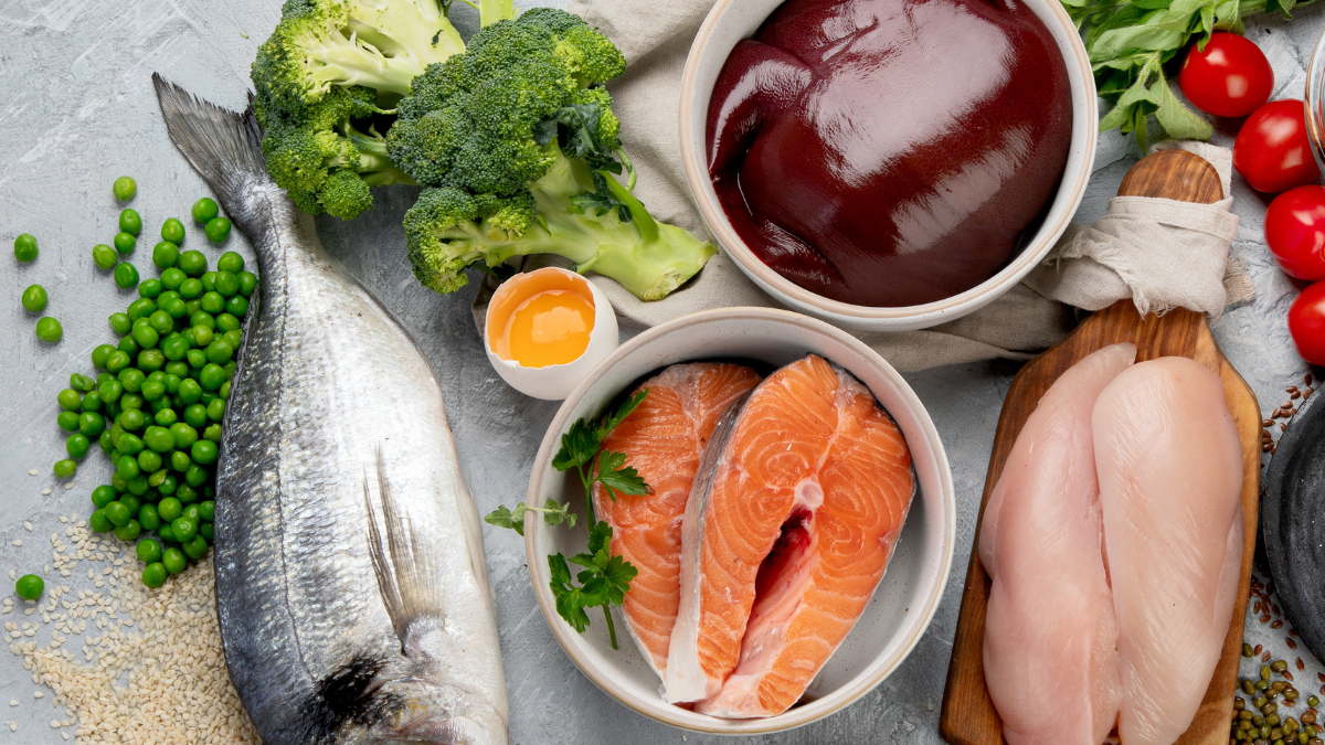 Selection of foods high in iron