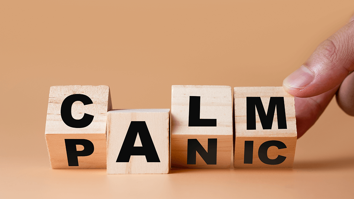 Wooden blocks spelling out the word calm