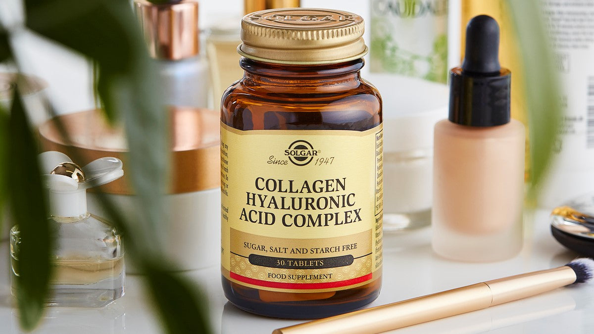 Solgar Collagen Supplents on a makeup desk 