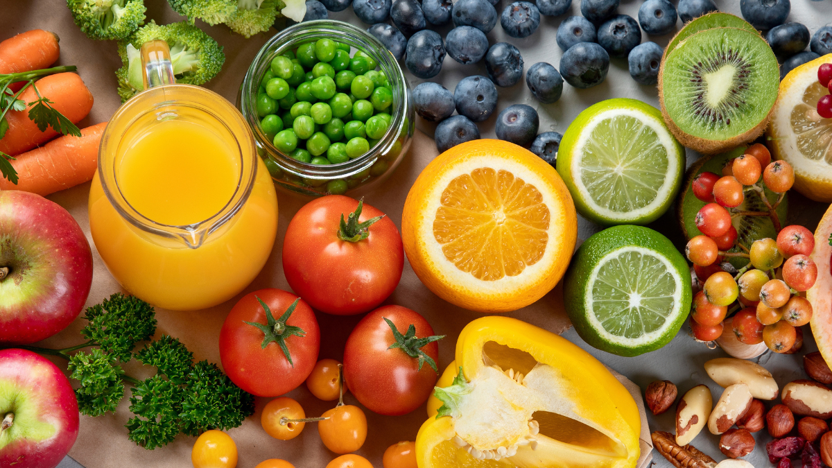 A selection of foods high in Vitamin C