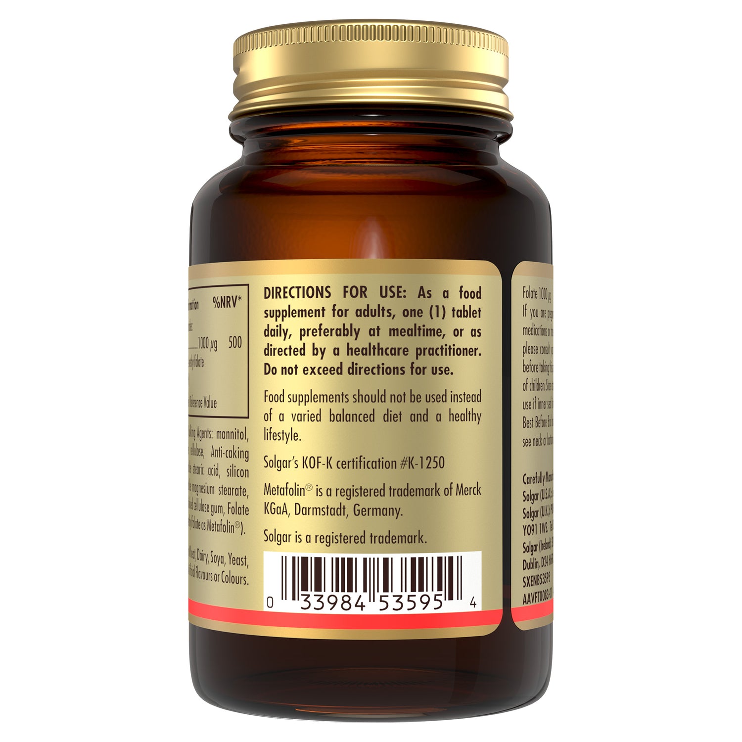 Folate (as Metafolin) 1000 mcg Tablets - Pack of 60