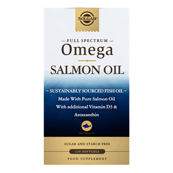 Solgar® Full Spectrum Omega Salmon Oil Softgels - Pack of 120