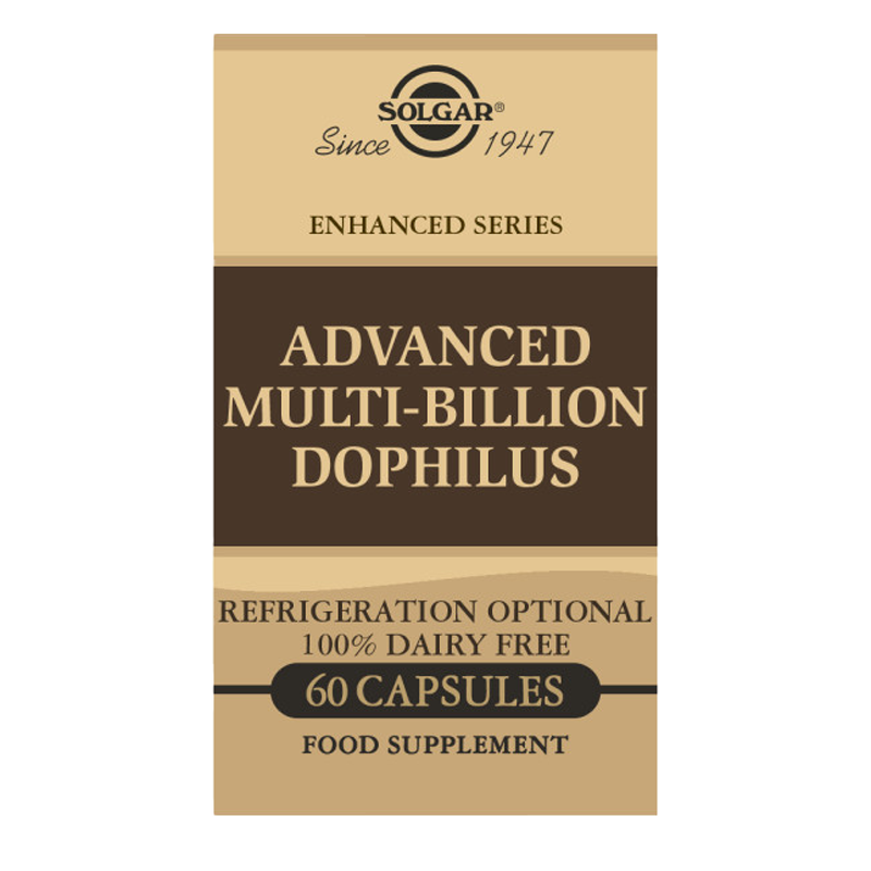 Solgar Advanced Multi-Billion Dophilus Vegetable Capsules in a brown box
