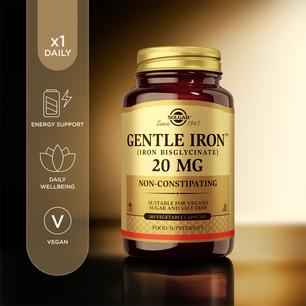 Solgar Gentle Iron (Iron Bisglycinate) 20 mg Vegetable Capsules