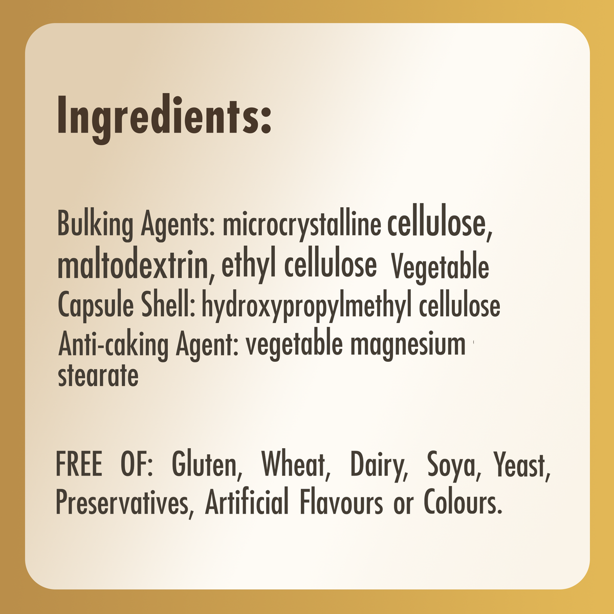 Ingredients list label for a bottle of Solgar Selenium tablets