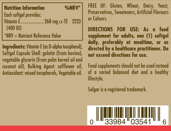 Natural Source Vitamin E 268 mg (400 IU) Softgels