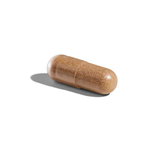 Singular Solgar Ashwagandha Root Extract Vegetable Capsule on a white surface
