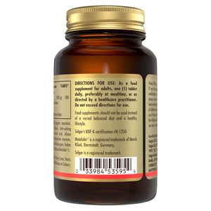 Directions for use label on a Solgar Folate supplement bottle