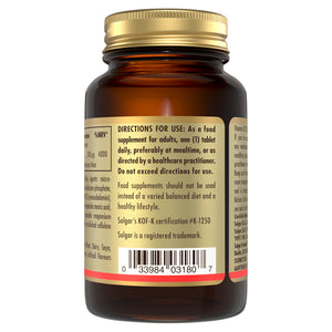 Directions for use label on a Solgar Vitamin B12 supplement bottle