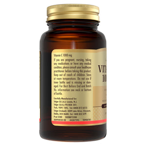 Side view of a jar of Solgar Vitamin C vegetable capsules
