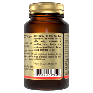 Directions for use label on a Solgar Zinc Picolinate capsule bottle