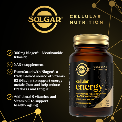 Solgar cellular energy supplement bottle with product details