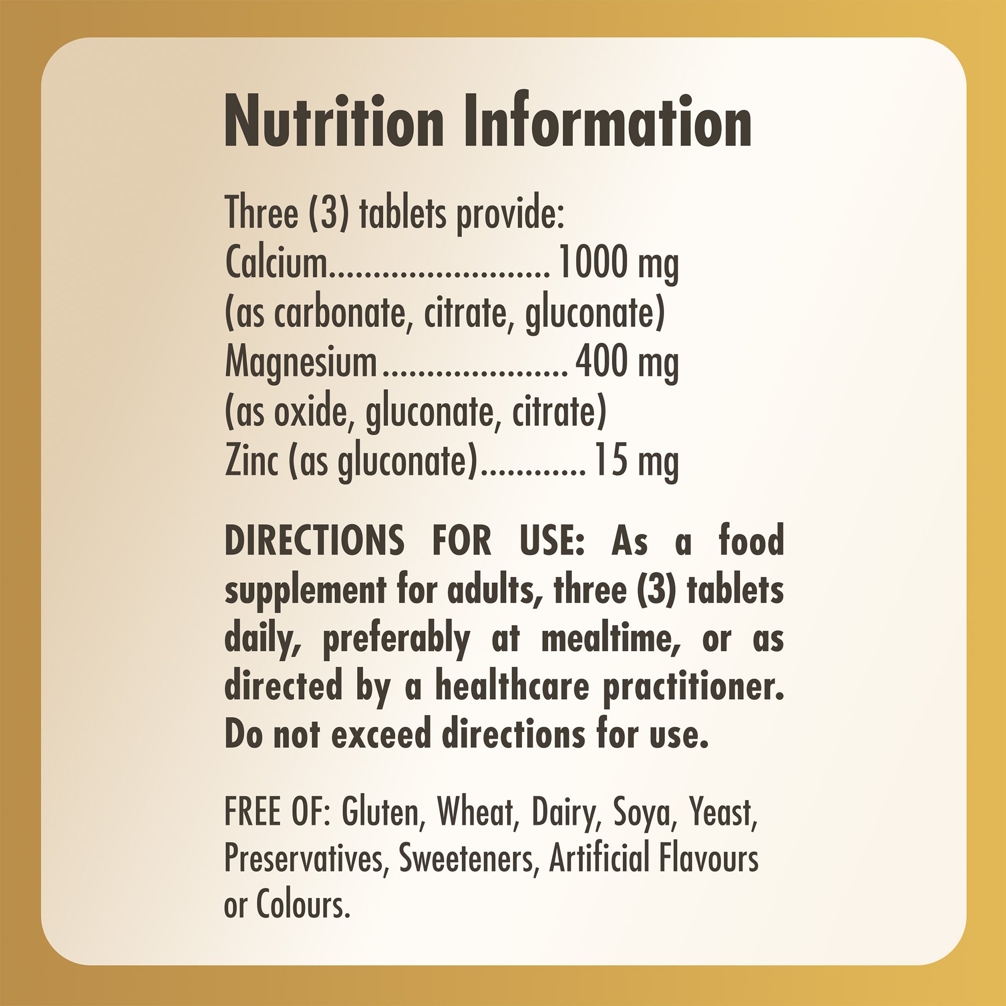 Calcium Magnesium Plus Zinc Tablets