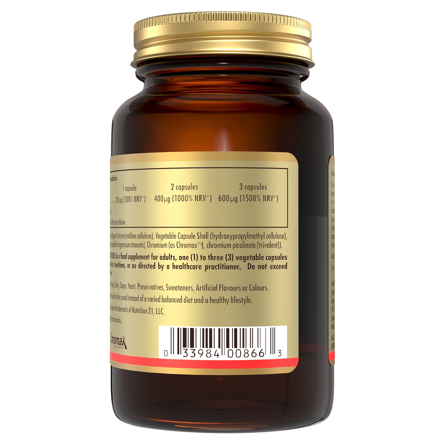 Chromium Picolinate 200 mcg Vegetable Capsules - Pack of 90