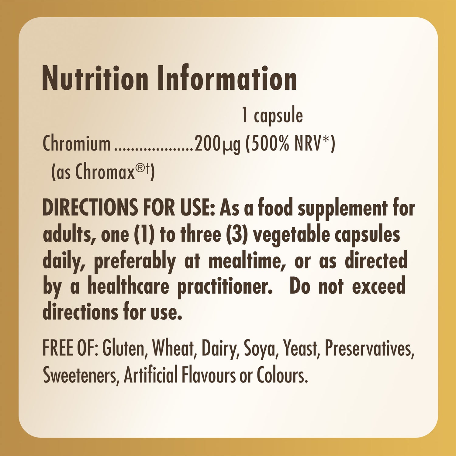 Chromium Picolinate 200 mcg Vegetable Capsules - Pack of 90