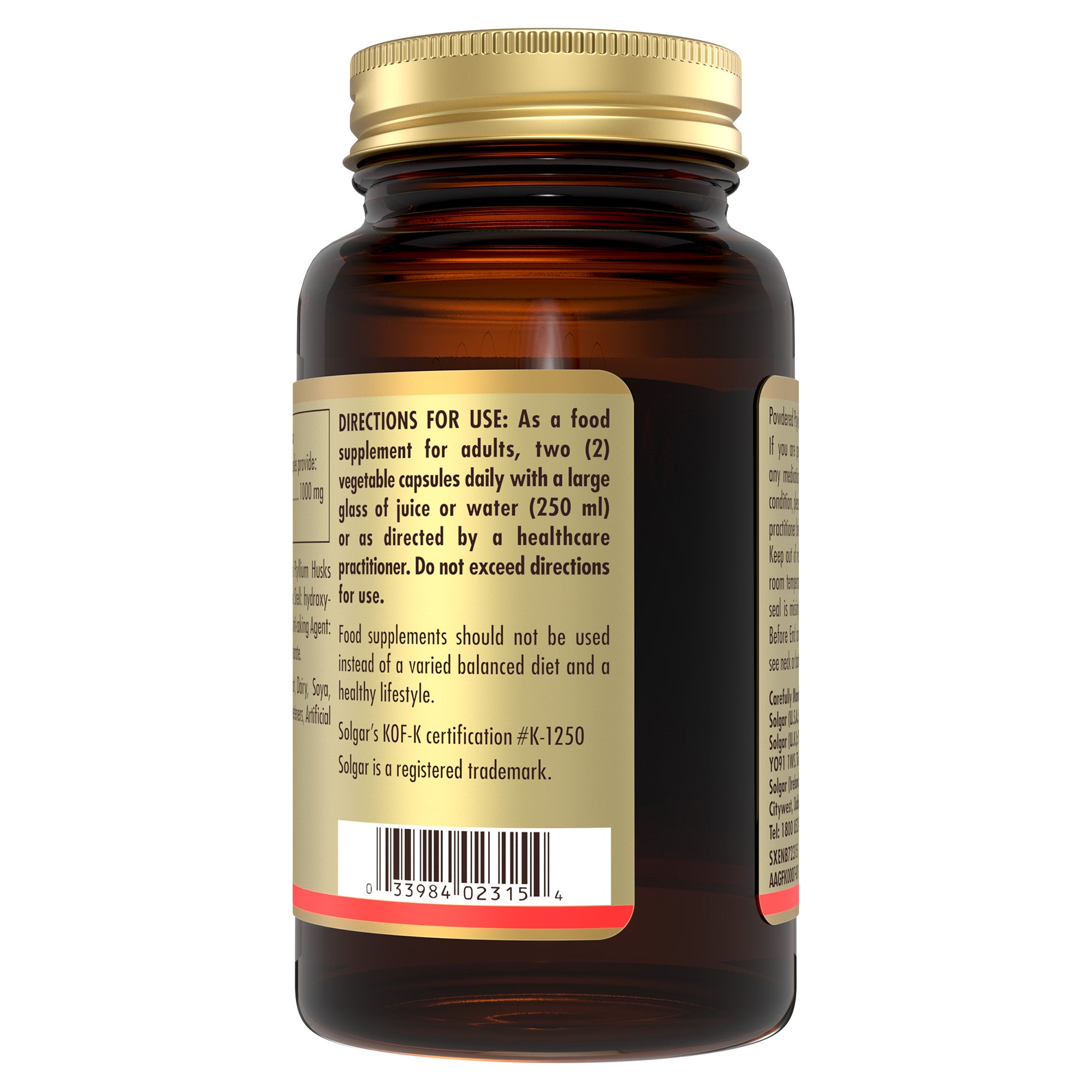 Psyllium Husks Fibre 500 mg Vegetable Capsules - Pack of 200