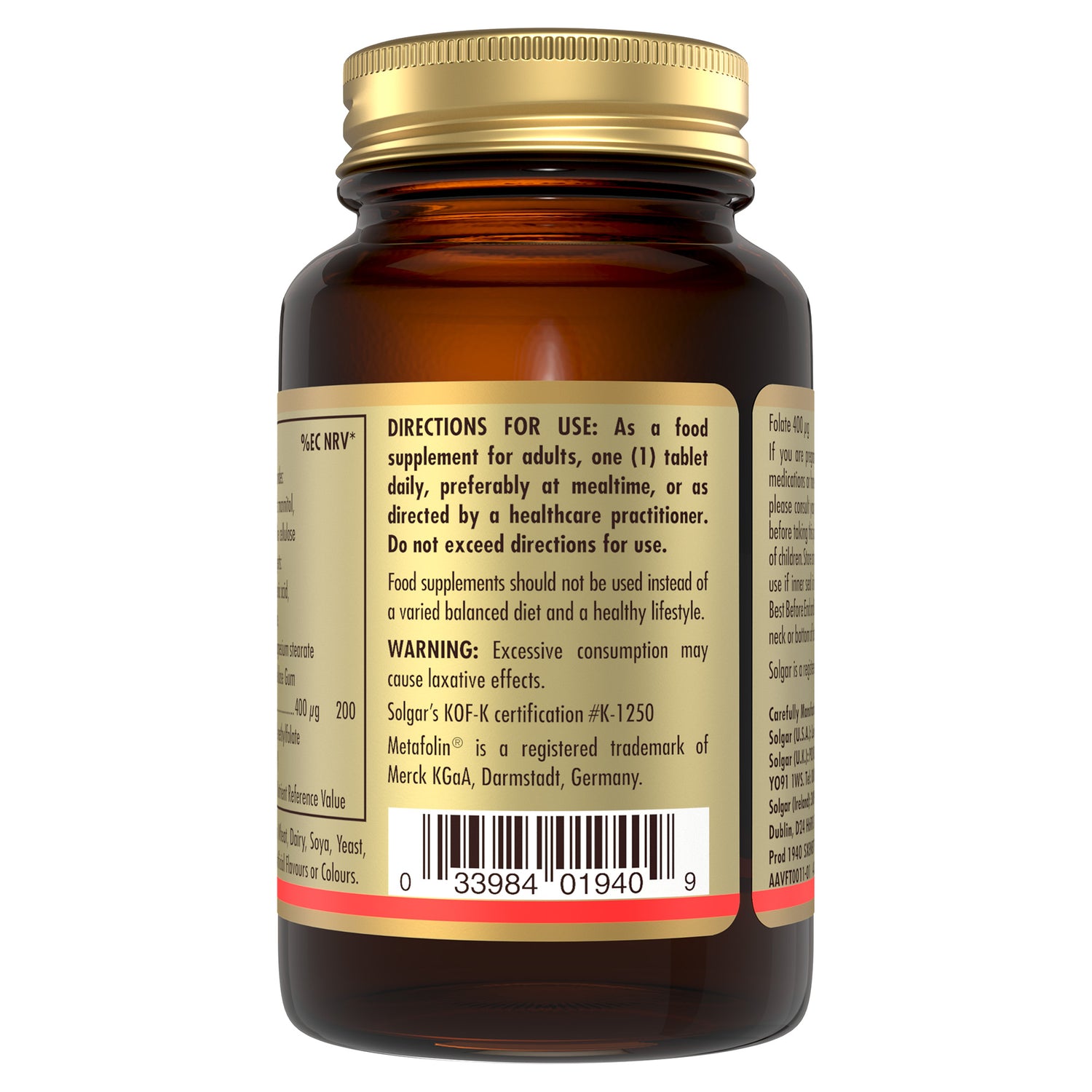 Folate (as Metafolin) 400 mcg Tablets