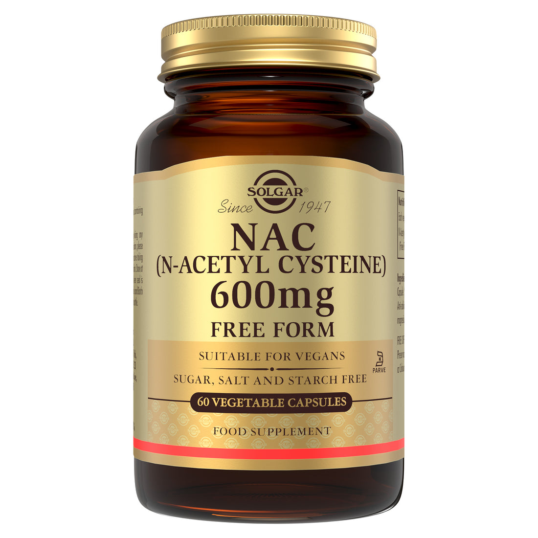 NAC (N-Acetyl-L-Cysteine) 600 mg Vegetable Capsules - Pack of 60