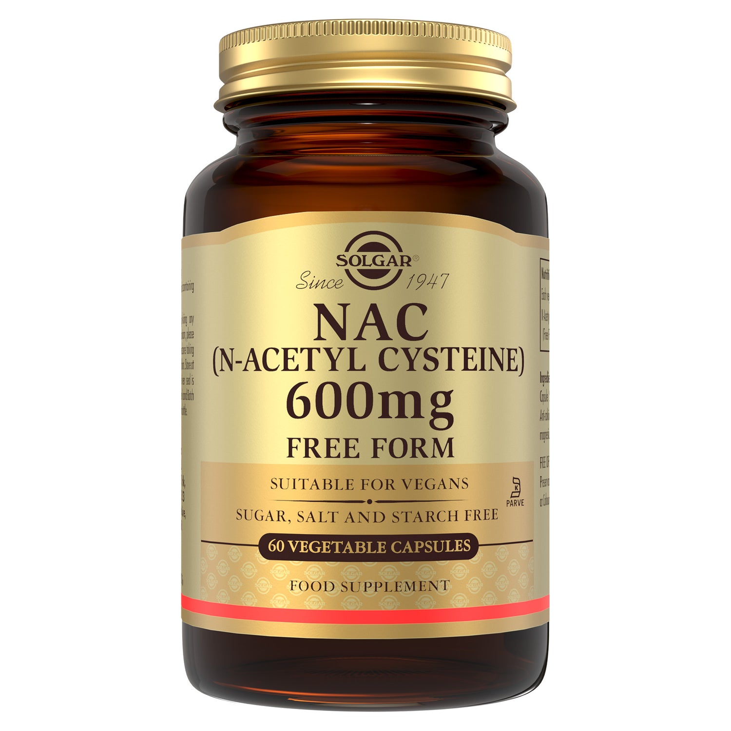 NAC (N-Acetyl-L-Cysteine) 600 mg Vegetable Capsules - Pack of 60