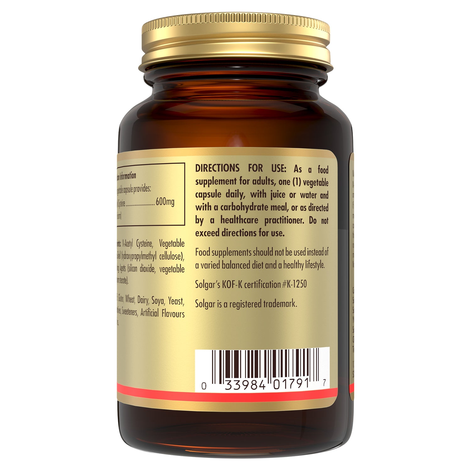 NAC (N-Acetyl-L-Cysteine) 600 mg Vegetable Capsules - Pack of 60