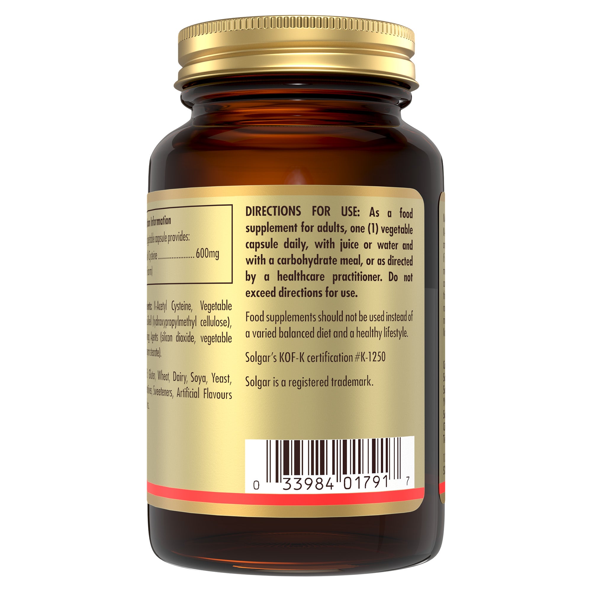 NAC (N-Acetyl-L-Cysteine) 600 mg Vegetable Capsules - Pack of 60