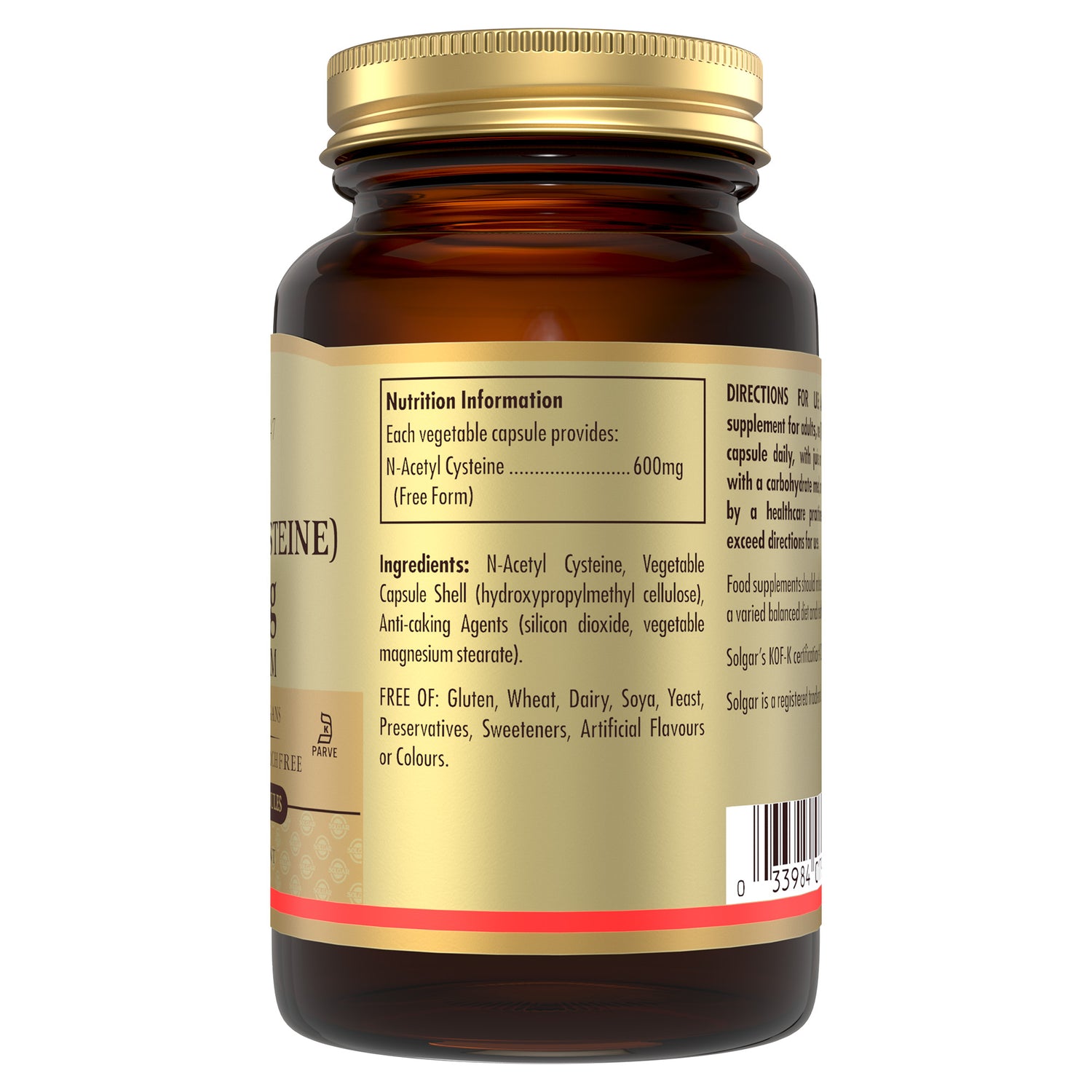 NAC (N-Acetyl-L-Cysteine) 600 mg Vegetable Capsules - Pack of 60