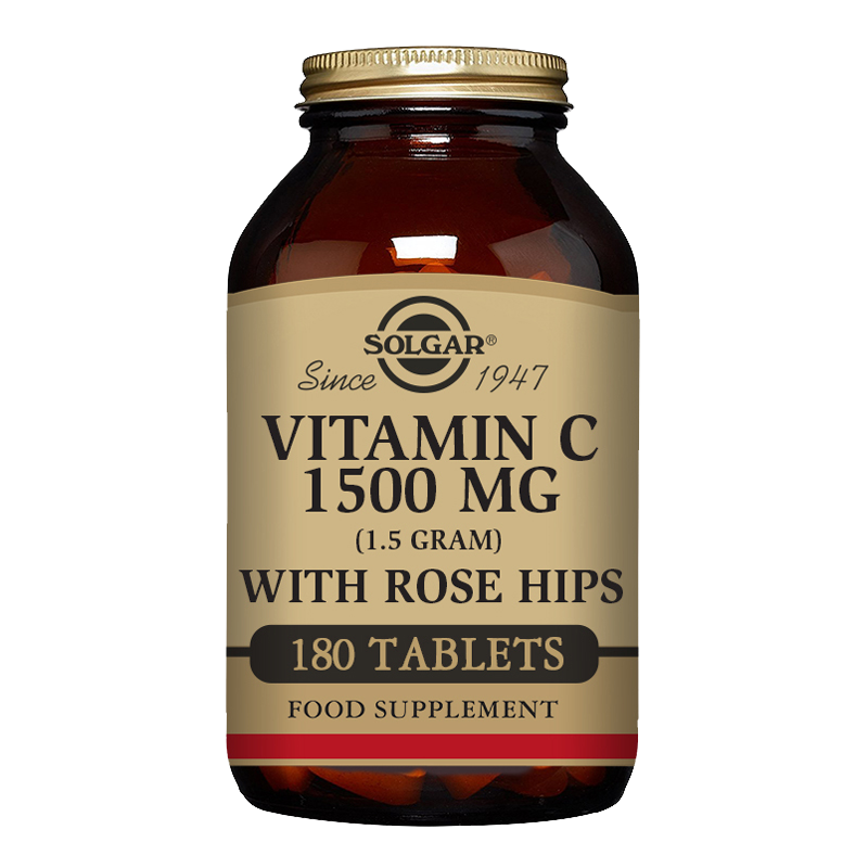 Vitamin C 1500 mg (1.5 grams) with Rose Hips Tablets - Pack of 180