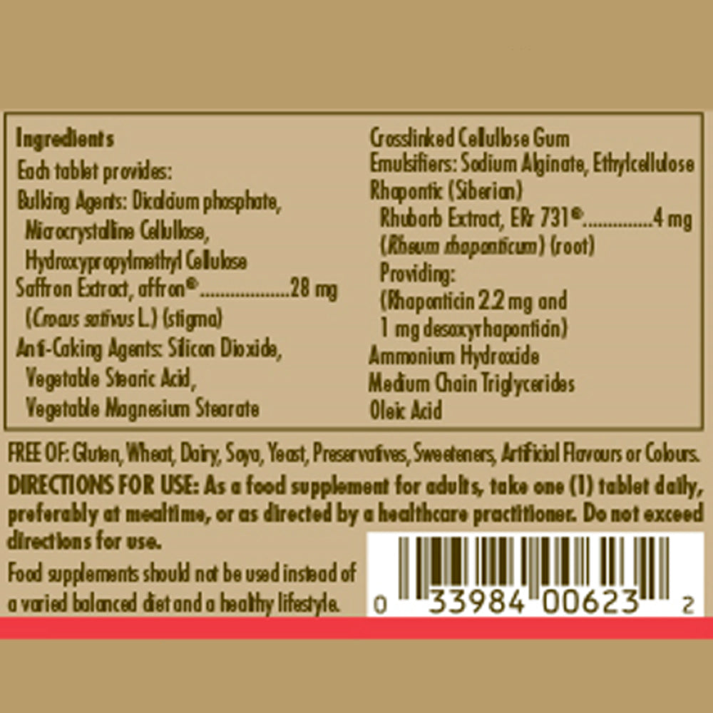 Solgar MenoPrime Menopause Tablets nutrition information on a label 