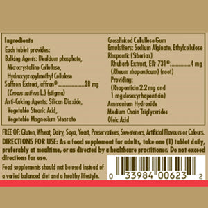 Solgar MenoPrime Menopause Tablets nutrition information on a label 